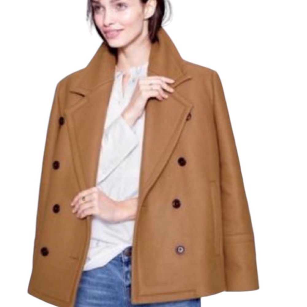 J.CREW Melton Wool Double Breasted Peacoat Tall Length